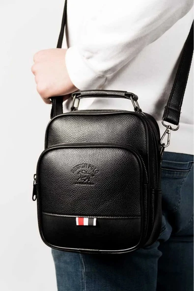 Erkek Siyah Suni Deri Çanta Şık Günlük El Ve Omuz Çantası Tarz  Seyahat Çantası - 4