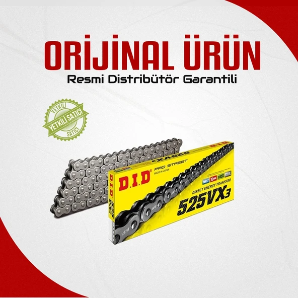 DID HONDA VFR800X CROSSRUNNER (2015-2020) 525-110 BAKLA X-RİNG ZİNCİR ÇELİK RENK ürün görseli