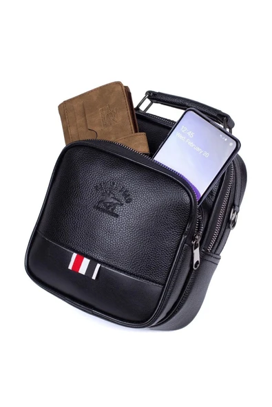 Erkek Siyah Suni Deri Çanta Şık Günlük El Ve Omuz Çantası Tarz  Seyahat Çantası - 7