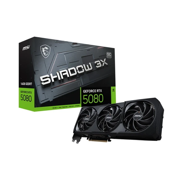 MSI GeForce RTX 5080 16G SHADOW 3X OC 16GB GDDR7 256Bit DLSS 4 NVIDIA Ekran Kartı
