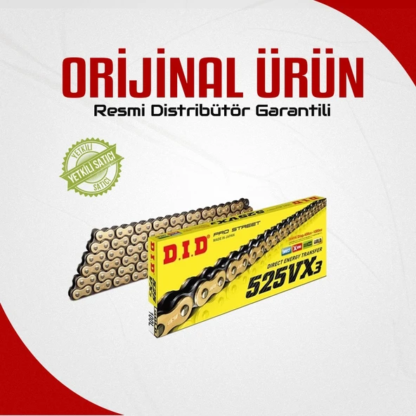 DID KAWASAKİ Z1000 SX (2011-2019) 525-112 BAKLA VX3 ZİNCİR GOLD RENK - Resim 2