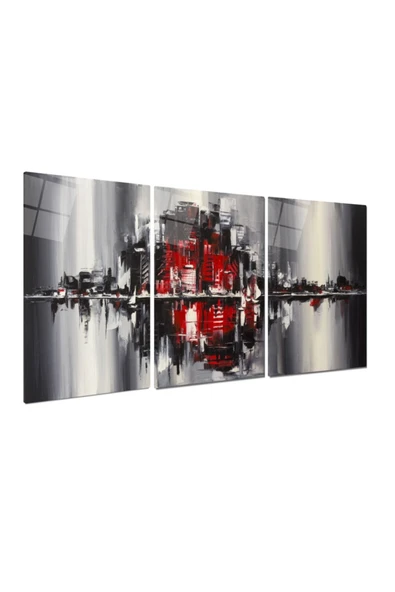 Soyut Şehir Triple Miyrem-Cam Tablo - 2