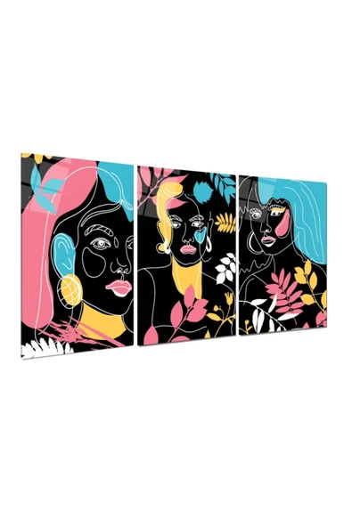 Minimal Portreler Triple Miyrem-Cam Tablo - 2