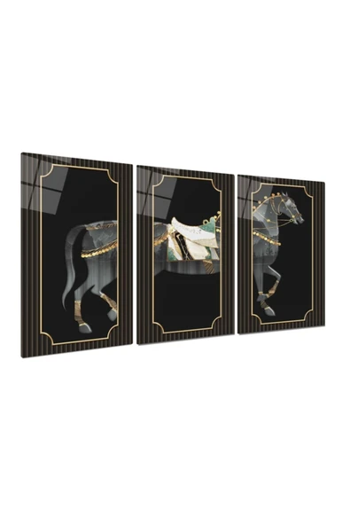 Siyah At Triple Miyrem-Cam Tablo