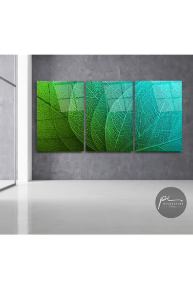 Renkli Yapraklar Triple Miyrem-Cam Tablo - 2