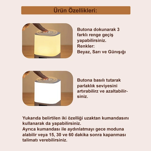 Greentech Masaüstü Şarjlı LED Aydınlatma - Gece Lambası / GT-CL09 - 4