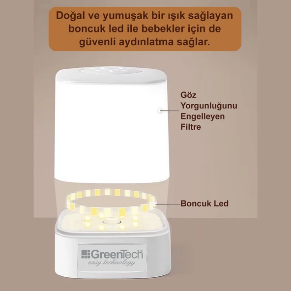 Greentech Masaüstü Şarjlı LED Aydınlatma - Gece Lambası / GT-CL09 - 3