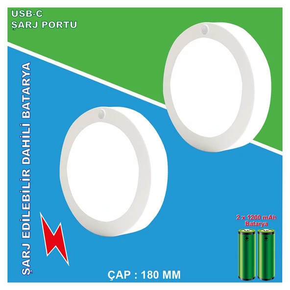 Greentech Şarjlı Hareket Sensörlü Led Aydınlatma / GT-CL05-2 Adet - 2