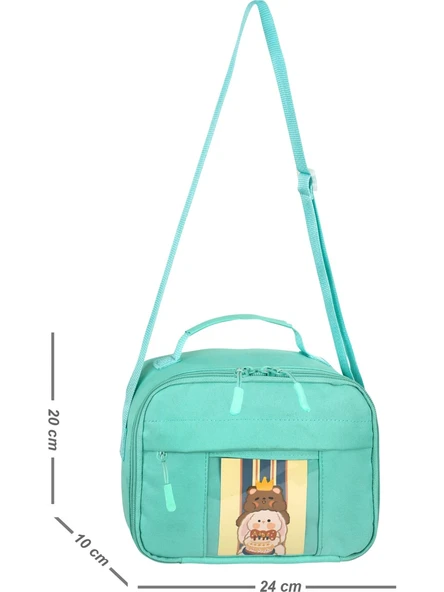 Waddell Kawaii Kore Tarzı Aksesuarlı İlkokul Sırt ve Beslenme Çantası Su Yeşili 25001 - 5