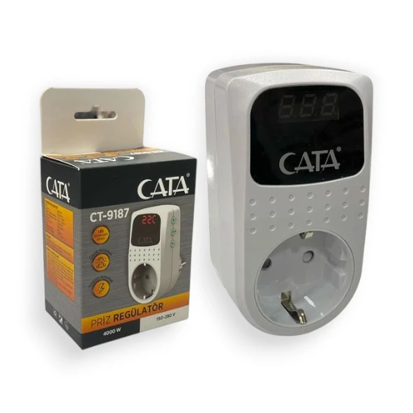 CATA CT-9187 Tekli dijital göstergeli akım koruma priz regülator 150-280V 4000W güvenli Voltaj eliktrik