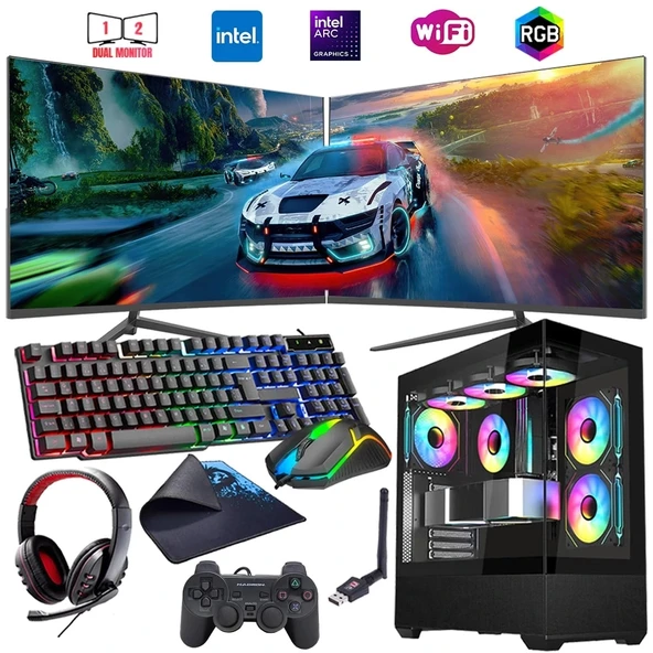 i5 12400F 16GB DDR4 1TB m2 12GB ARC B580 Çift 24" Mon. Oyun Bilgisayarı (Gaming SET) ürün görseli