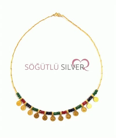 Tuğralı doğal taşlı kolye SGTL1753 - Resim 2