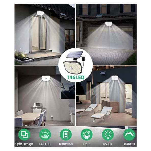 Greentech Güneş Enerjili Hareket Sensörlü, 146 Boncukled Aydınlatma / GT-SL17 - 3