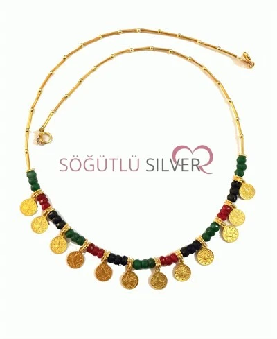 Tuğralı doğal taşlı kolye SGTL1753 - Resim 3