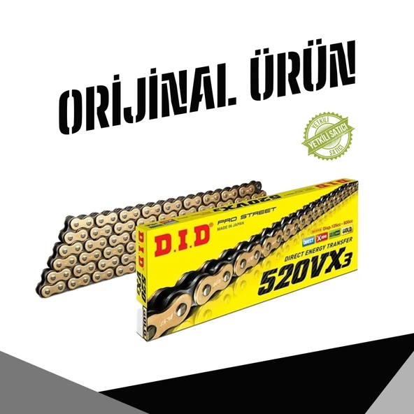 DID CFMOTO 250SR (2020-2024) 520-106 BAKLA VX3 X-RİNG ZİNCİR (GOLD RENK)