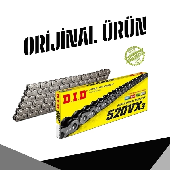 DID TRİUMPH TRIDENT 660 (2021-2023) 520-120 BAKLA VX3 X-RİNG ZİNCİR (ÇELİK RENK)