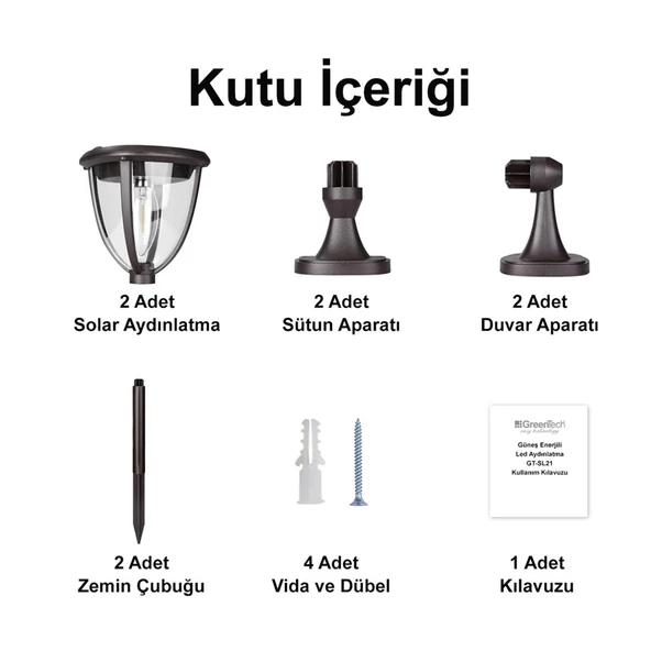 Greentech Güneş Enerjili LED Aydınlatma 2 Adet / GT-SL21 - 5