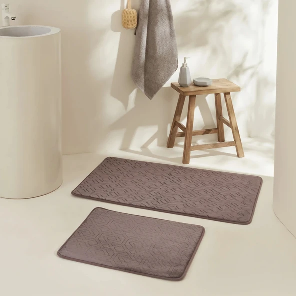 Karaca Home Figure Embos 2'li Banyo Paspası Mürdüm - 3