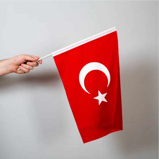 Türk bayrağı 30x45 cm Raşel Kumaş-Sopalı-30 adet