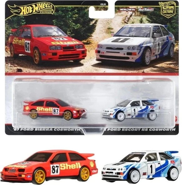 Hot Wheels Premium 93 Ford Escort RS Cosworth / '87 Ford Sierra Araba