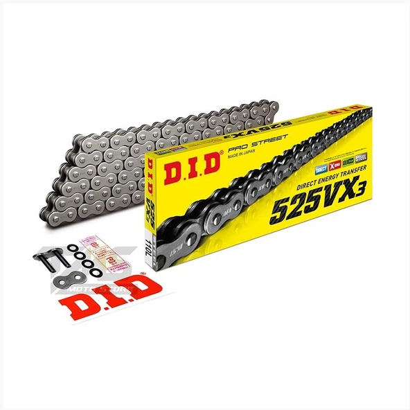 DID KAWASAKİ ZX-12R (2000-2006) 525-116 BAKLA VX3 ZİNCİR ÇELİK RENK ürün görseli