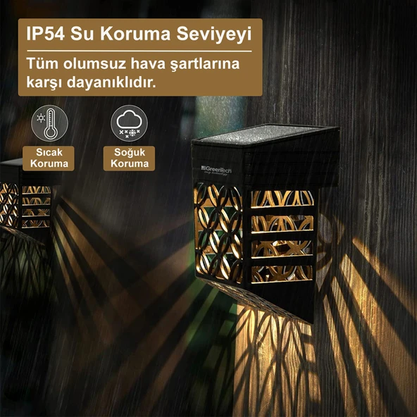 Greentech Güneş Enerjili Duvar ve Çit LED Aydınlatma 4 Adet / GT-SL22 - 2