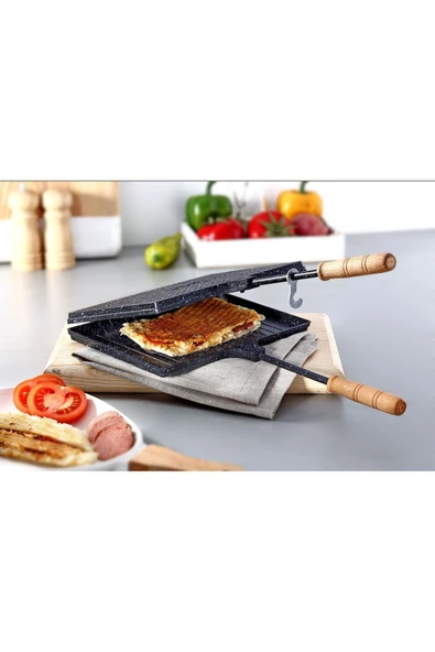 Bonera Granit Efektli Döküm Ocak Üstü Tost Makinesi