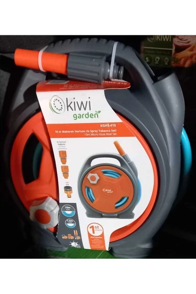 Kiwi Mini Hortum Makarası Seti ve Sprey Sulama Başlığı (10 m) - 2