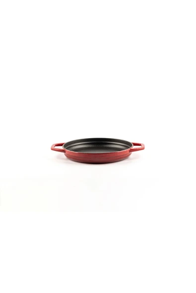 HOSSE döküm yuvarlak çift kulplu sahan 22 cm kırmızı - 5
