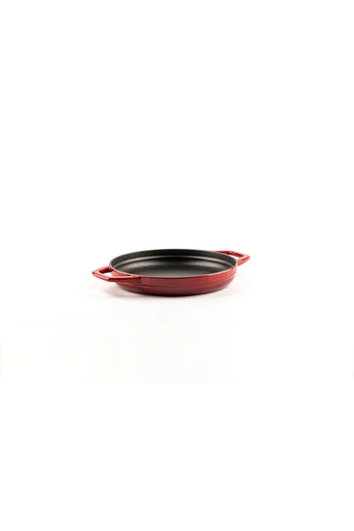 HOSSE döküm yuvarlak çift kulplu sahan 22 cm kırmızı - 6