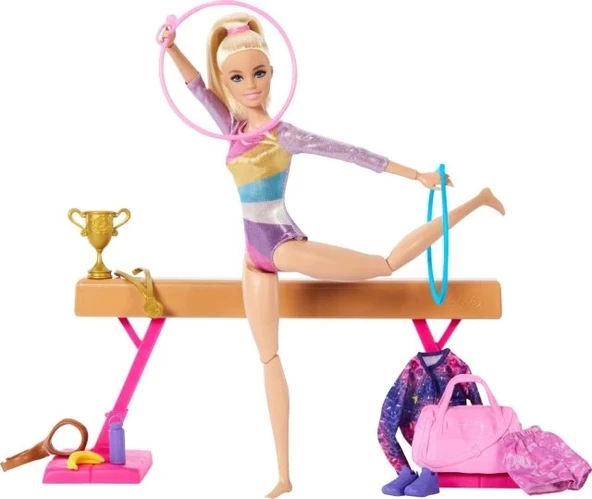 Barbie Jimnastikçi Moda Bebeği ile Jimnastik Seti Sarışın