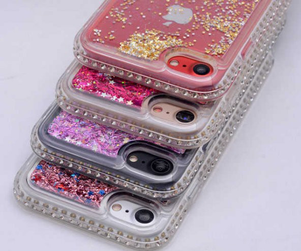 Apple iPhone 6 Plus Kılıf Zore Sıralı Taşlı Sıvılı Silikon - 2