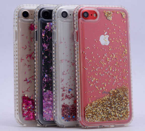 Apple iPhone 6 Plus Kılıf Zore Sıralı Taşlı Sıvılı Silikon - 4