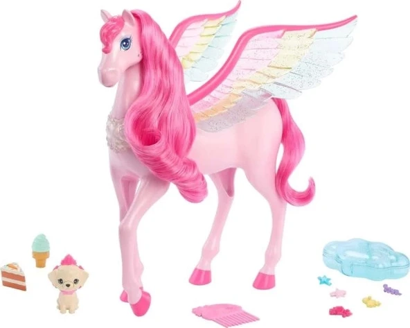 Barbie Bebek Pegasus Pembe Kanatlı At Oyuncak