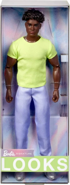 Kıvırcık Siyah Saçlı Barbie Ken Doll Koleksiyon No. 25