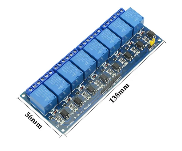 8 Kanal DC 12V Röle Modül  AC 250V DC 30V 10A Optokuplör İzolasyonlu Girişler Elektronik Anahtar Termostat Resiztans Motor Lamba Makine - 8