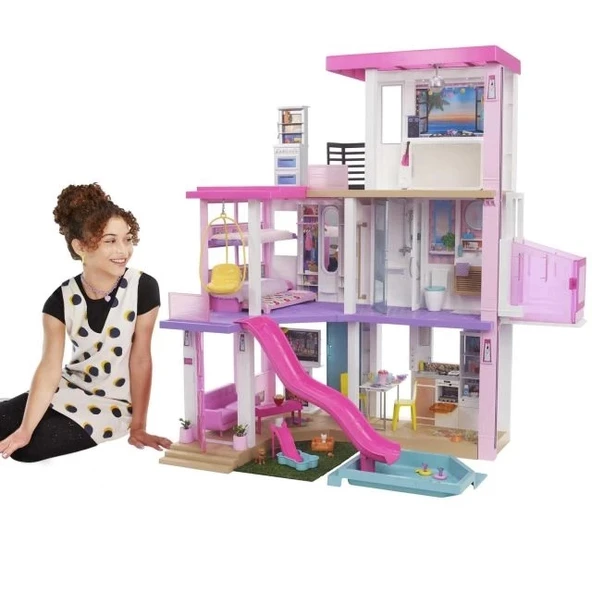 Barbie DreamHouse 75'ten Fazla Aksesuar Bebek Evi Oyun Seti Dreamhouse