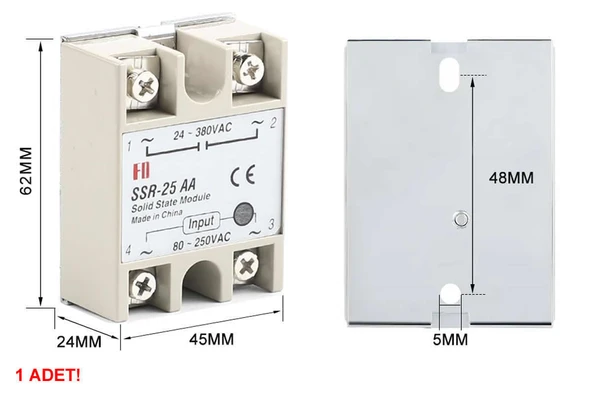 SSR-25AA SSR Röle Ac Çıkış Ac Tetik  25A Ac 24-380V Tek Fazlı Solid State Röle Elektronik Anahtar Termostat Resiztans Motor Lamba Makine ürün görseli