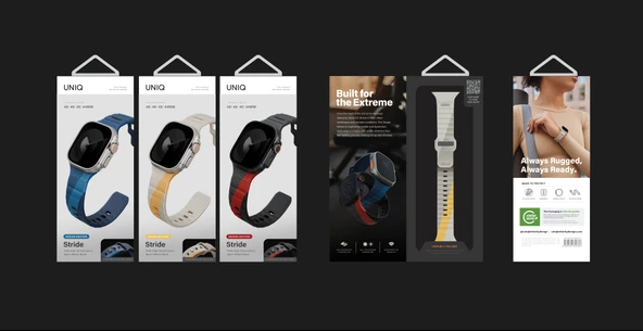 Apple Watch 49mm Ultra 2/1 Kordon Stride Serisi Sınırlı Sayıda Üretim Fluoroelastomer Kauçuk Malzeme  Gri-Kırmızı - 6