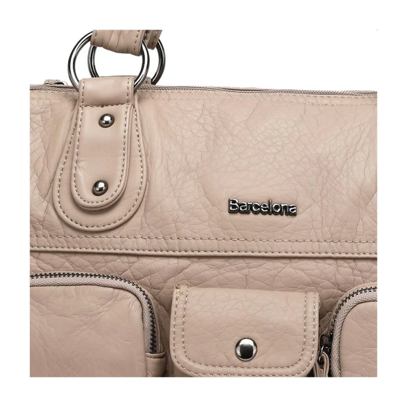 Yıkama Deri Omuz Askılı Kadın Çantası 21K Barcelona 1926 - Resim 2