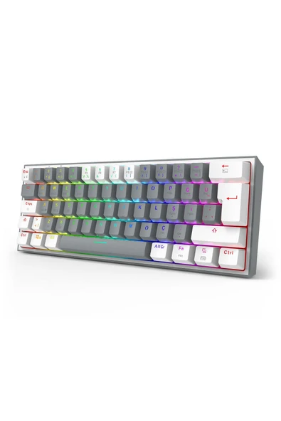 Redragon K616 Fizz PRO RGB Red Switch 2.4GHz Kablosuz Türkçe Mekanik Oyuncu Klavyesi Gri, Beyaz - 3