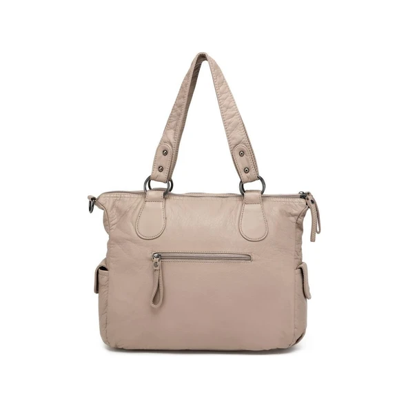 Yıkama Deri Omuz Askılı Kadın Çantası 21K Barcelona 1926 - Resim 3