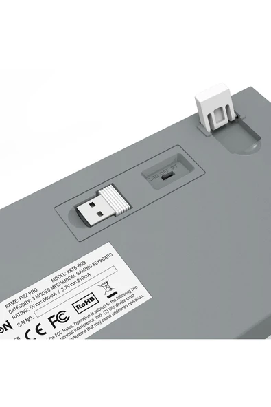 Redragon K616 Fizz PRO RGB Red Switch 2.4GHz Kablosuz Türkçe Mekanik Oyuncu Klavyesi Gri, Beyaz - 8