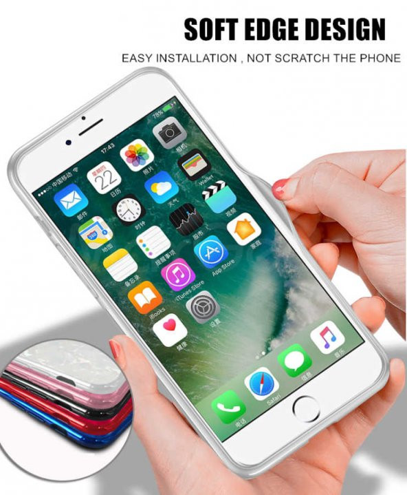 Apple iPhone 7 Kılıf Zore Marbel Cam Silikon - 7