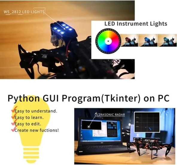 Arduino IDE ile Uyumlu Adeept Hexapod Örümcek Robot Kiti - 3
