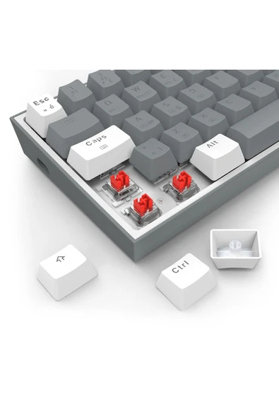 Redragon K616 Fizz PRO RGB Red Switch 2.4GHz Kablosuz Türkçe Mekanik Oyuncu Klavyesi Gri, Beyaz - 7