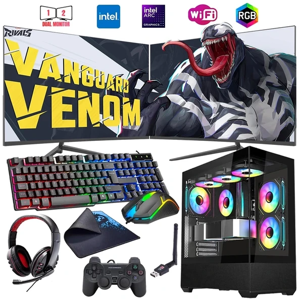 İ7 12700F 16GB DDR4 1TB m2 12GB ARC B580 Çift 24" Monitörlü Oyun Bilgisayarı (Gaming SET) ürün görseli