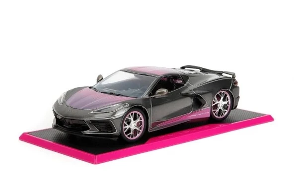 Jada Toys Pembe Fişler 1:24 Chevy Corvette Stingray Die-Cast Araba Tabanlı