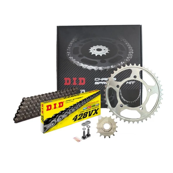 DID SUZUKİ VANVAN 125 ZİNCİR DİŞLİ SETİ (2015-2017) X-RİNGLİ ZİNCİR (ÇELİK RENK) - Resim 3