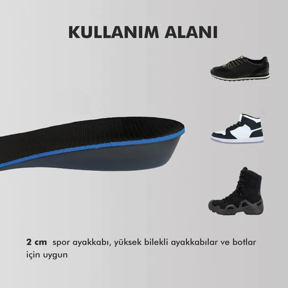 BU02 - 2 Cm Boy Uzatıcı | Gizli Topuk Yükseltici, Yastıklamalı Boy Uzatma Iç Tabanlık - 6